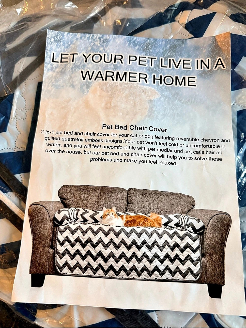 Pet Bed Chair Cover Blue & White NWT